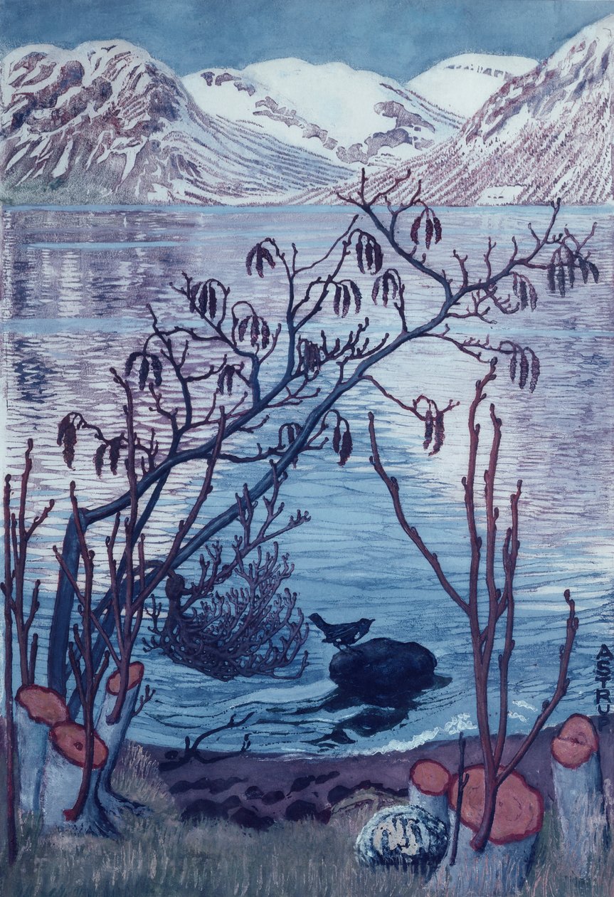 Fågel på sten av Nikolai Astrup