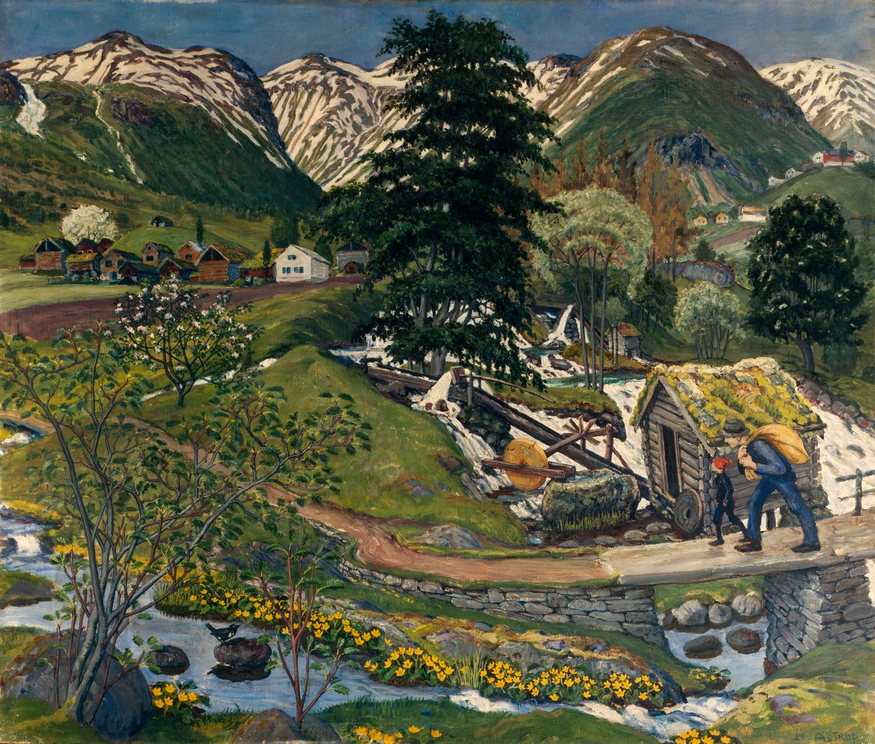 Kvennagong och Jolster gård av Nikolai Astrup