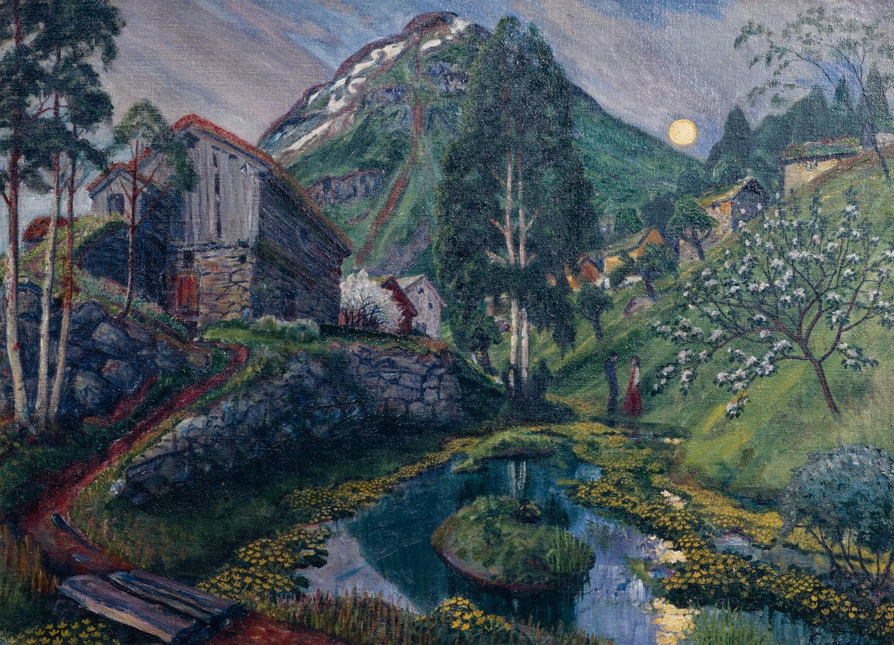 Moonlight In Dvergs Valley, ca 1915 (målning) av Nikolai Astrup
