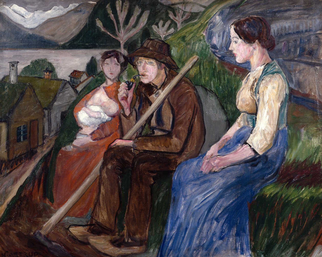 Självporträtt hemma (på gården) av Nikolai Astrup