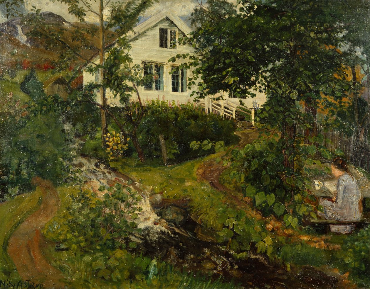 Den gamla prästgårdsgården, före 1908 av Nikolai Astrup