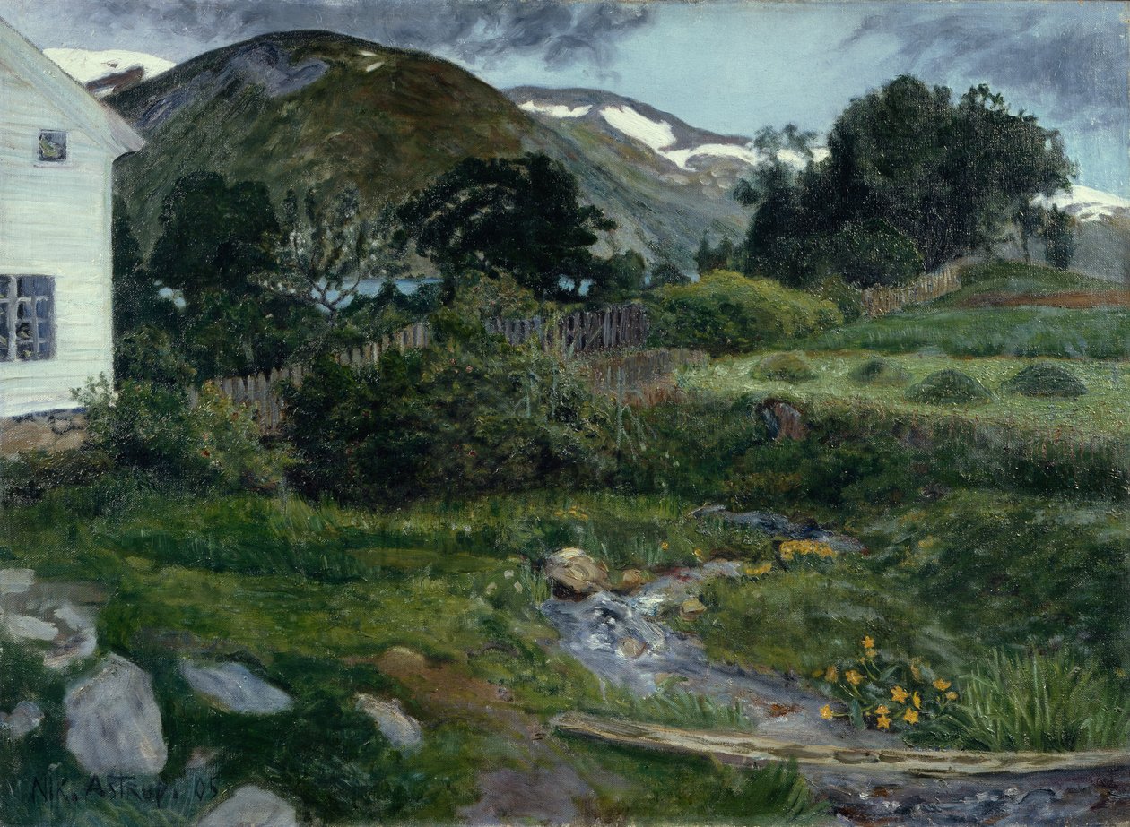 Prästgårdsområdet, Jølster (Joelster) av Nikolai Astrup