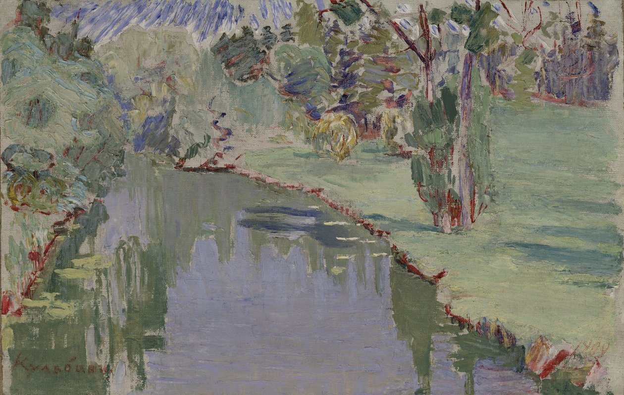 Vid floden Slavyanka, 1909 av Nikolai Ivanovich Kulbin