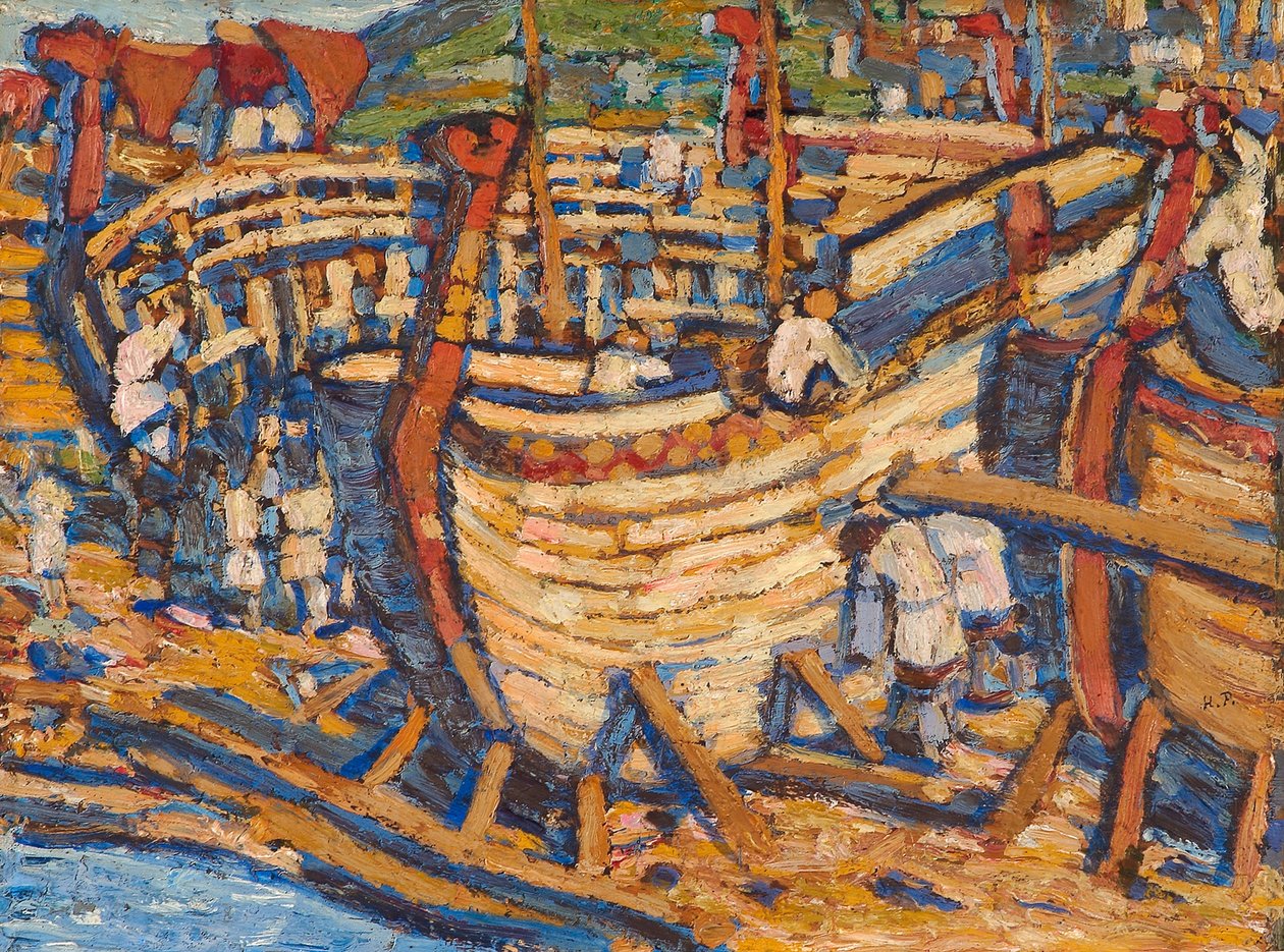 Bygger skeppen. Studie, 1903 av Nikolai Konstantinowitsch Roerich