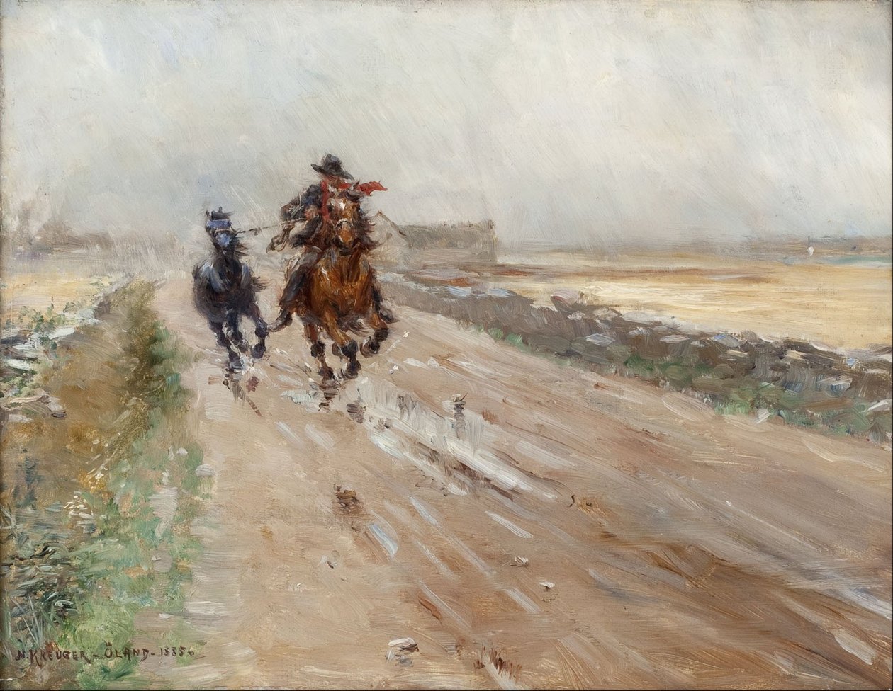 Landscape of Oland, gypsies on a horse  av Nils Kreuger