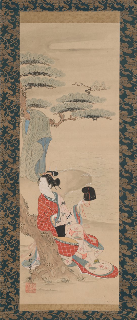 The Brine Maiden Matsukaze, tidigt 1700-tal. av Nishimura Shigenobu