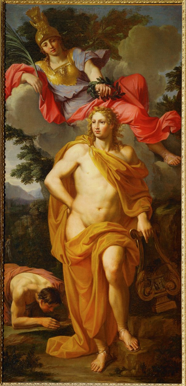 Apollo krönt av Minerva ... av Noël Coypel