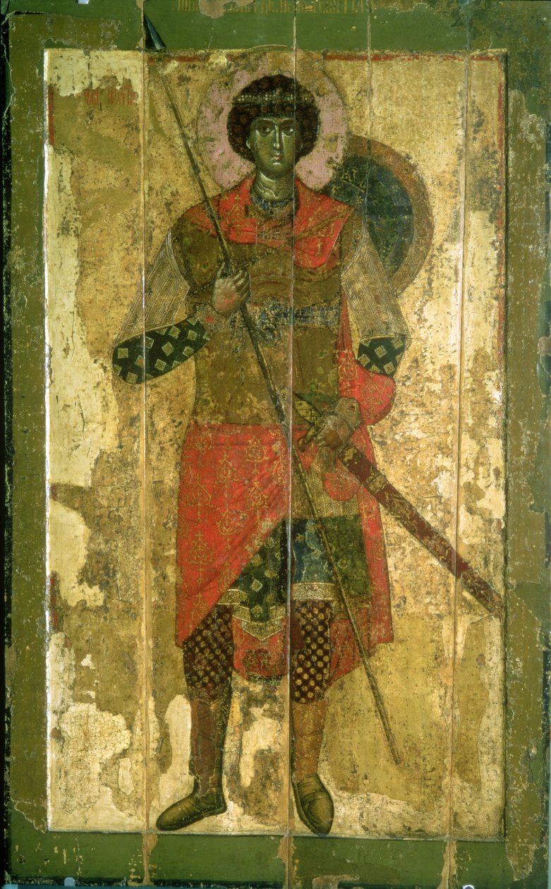 Icon of St. George, 1130-50 (tempera på panel) av Novgorod School