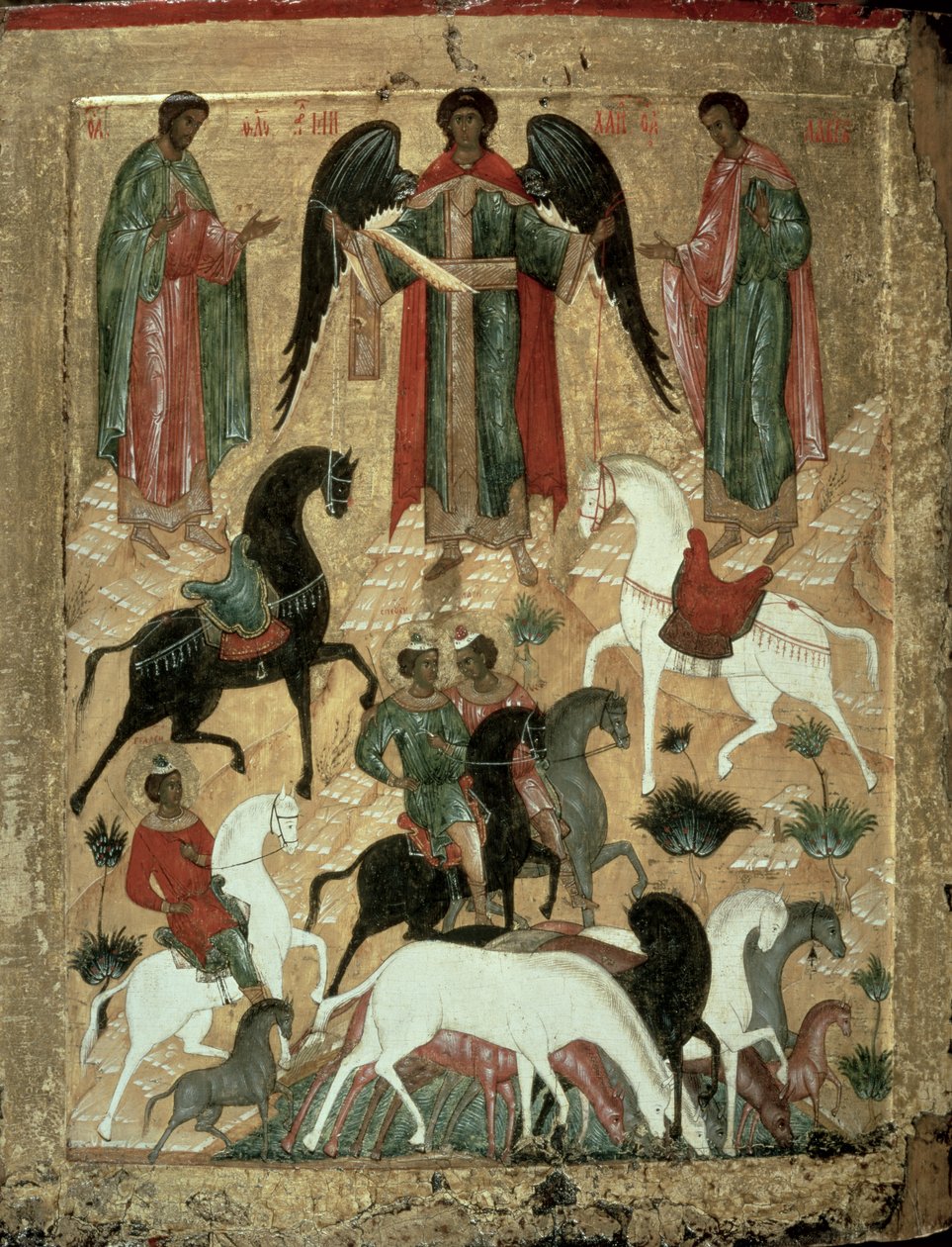 SS. Florus och Laurus (tempera på panel) av Novgorod School