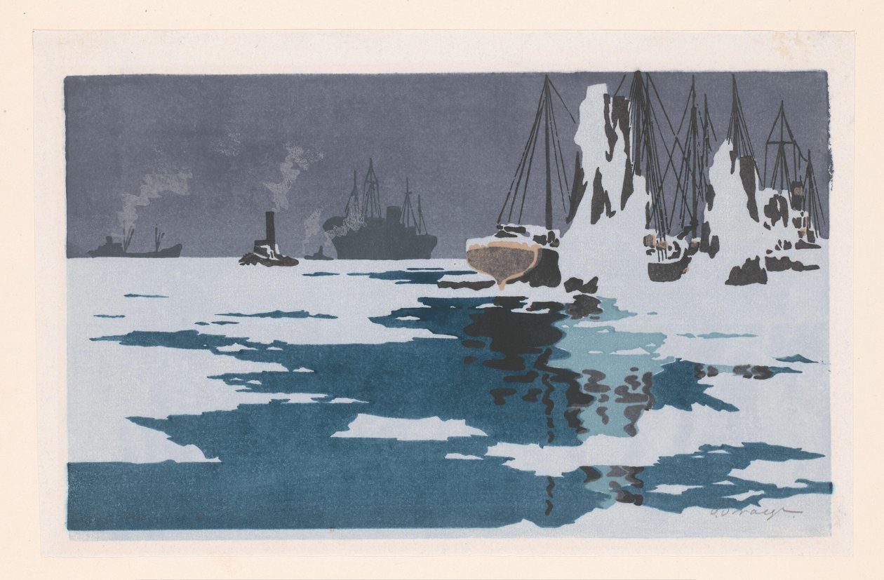 Utsikt över Bremerhaven av O. Droegl (signed by artist)