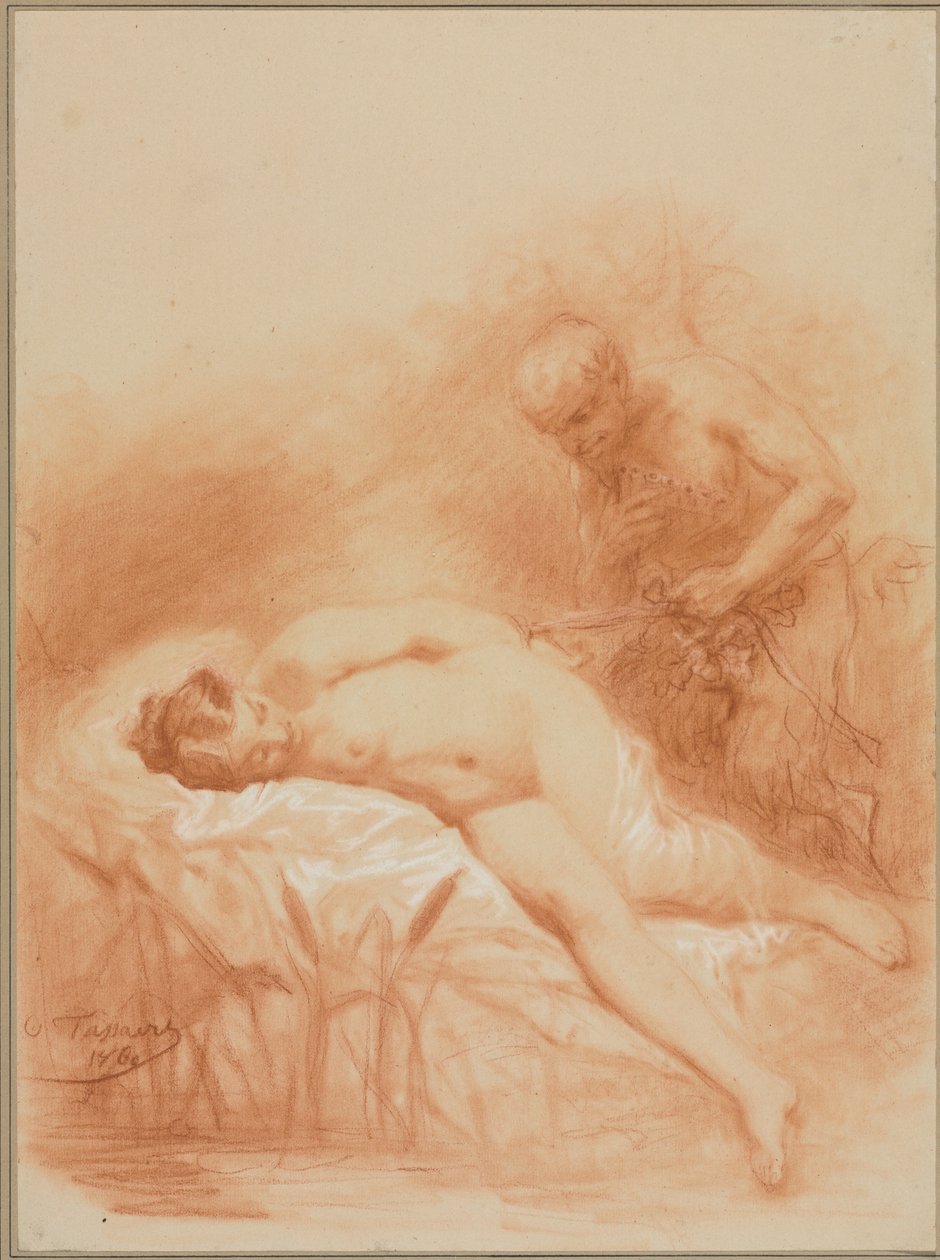 Nymf och faun, 1800-tal. av Octave Tassaert