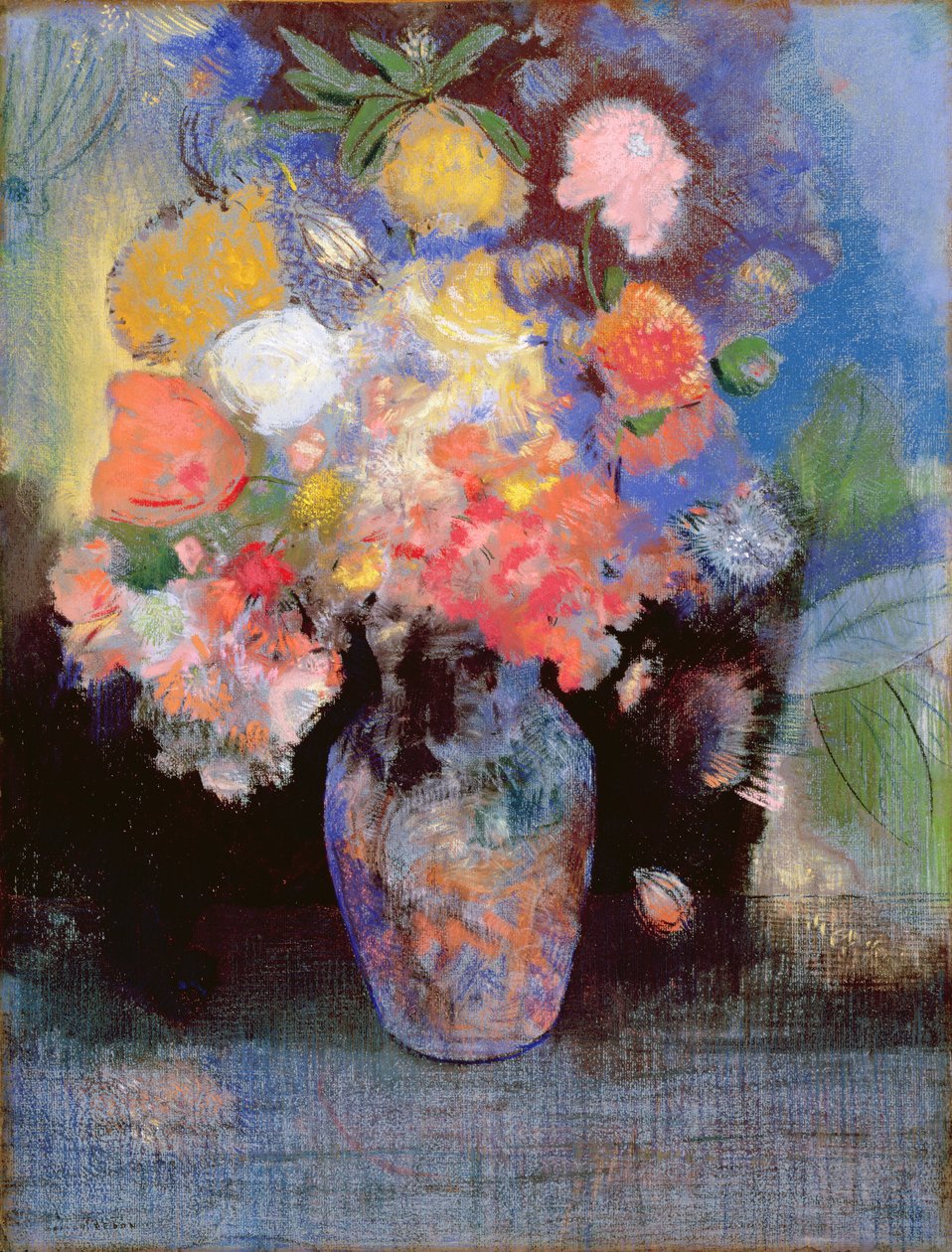 Blommor, 1900 (pastell på papper) av Odilon Redon