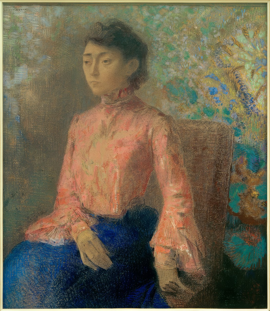 Porträtt Mademoiselle Chaine av Odilon Redon