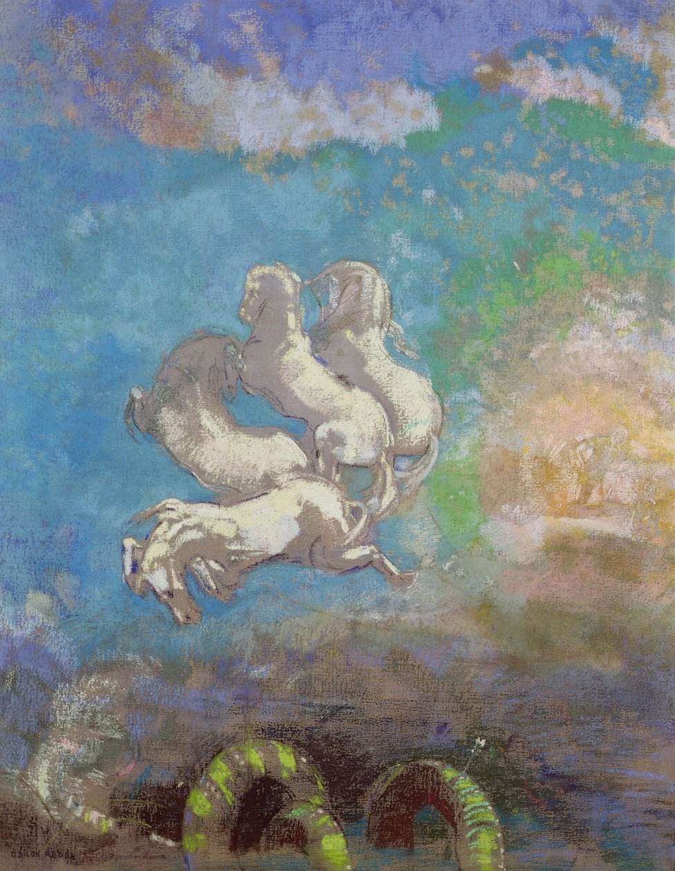 The Chariot of Apollo, c.1905-14 (olja och pastell på duk) av Odilon Redon