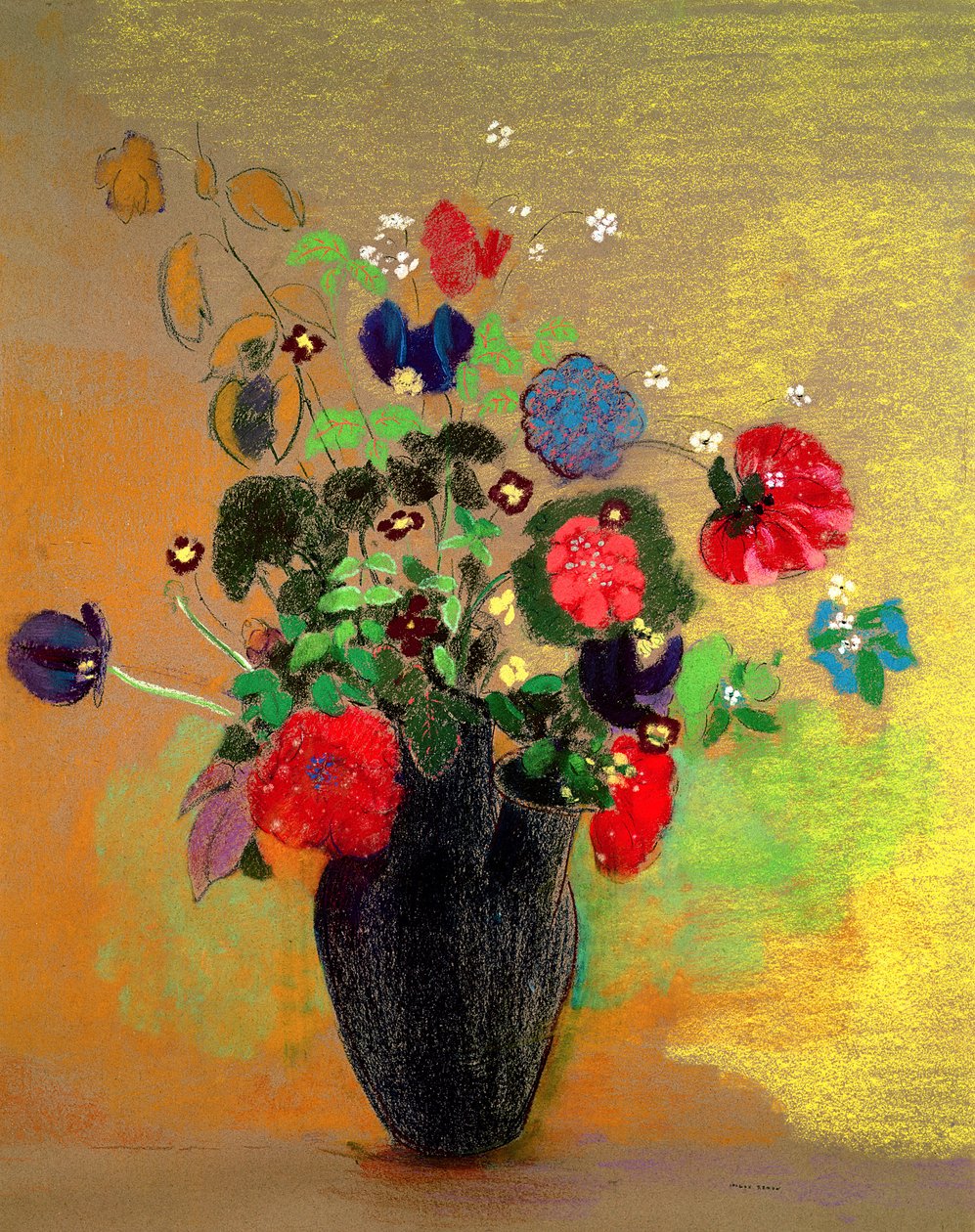 Vase of Flowers (pastell på papper) av Odilon Redon