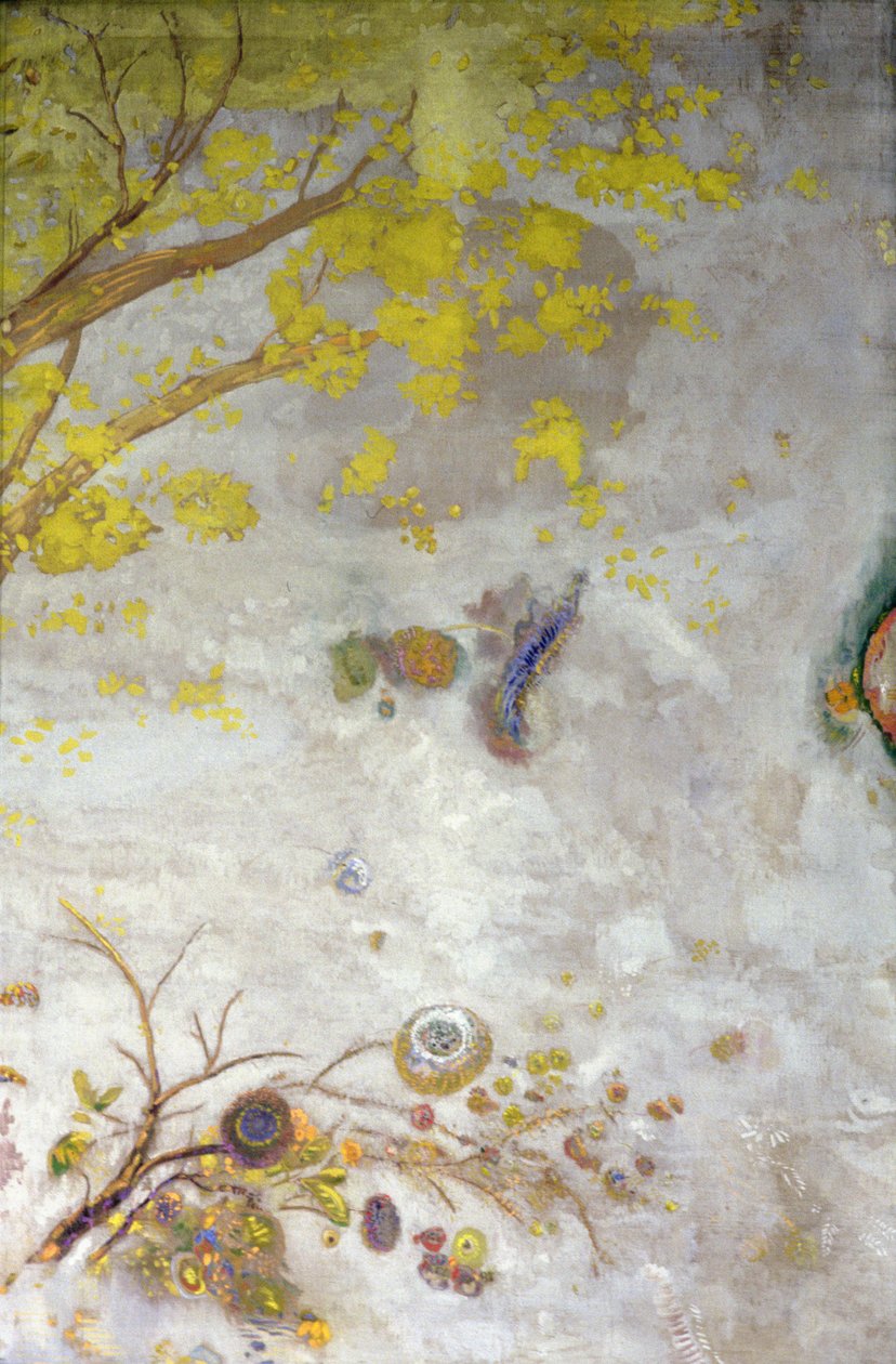 Gul blommande gren, del av en skärm, 1901 av Odilon Redon
