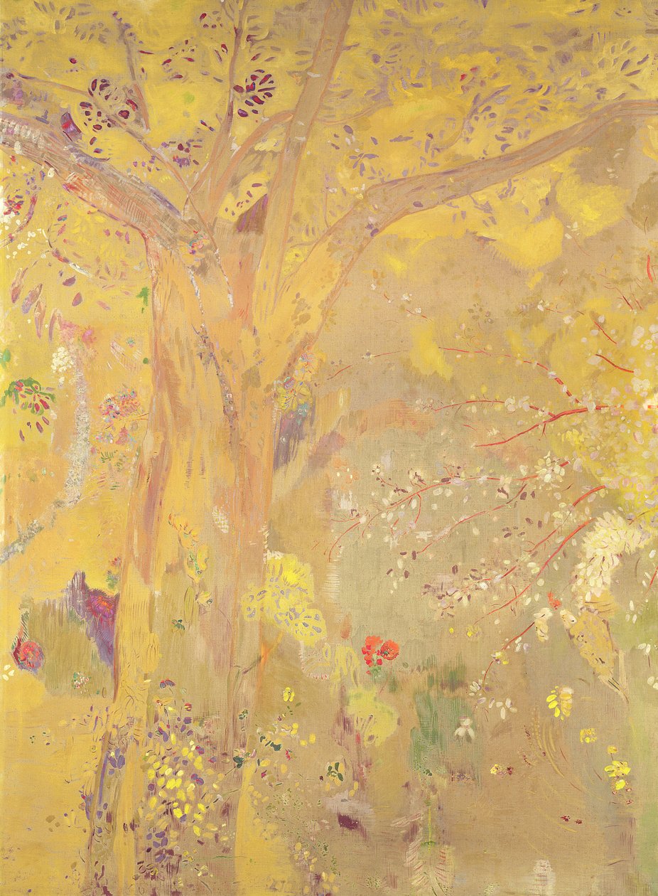 Yellow Tree (dekorativ panel för Domecy-residenset), 1900-01 (olja, tempera och pastell på duk) av Odilon Redon