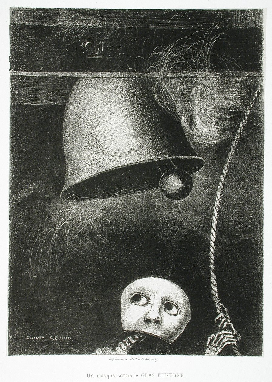 En mask låter dödsstöten av Odilon Redon