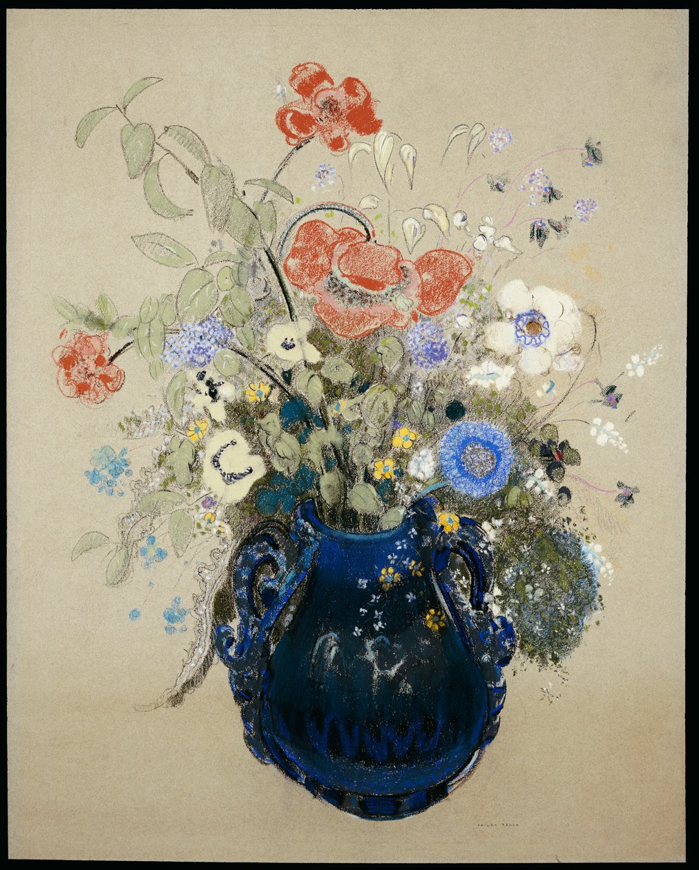 En vas med blå blommor, c.1905-08 av Odilon Redon
