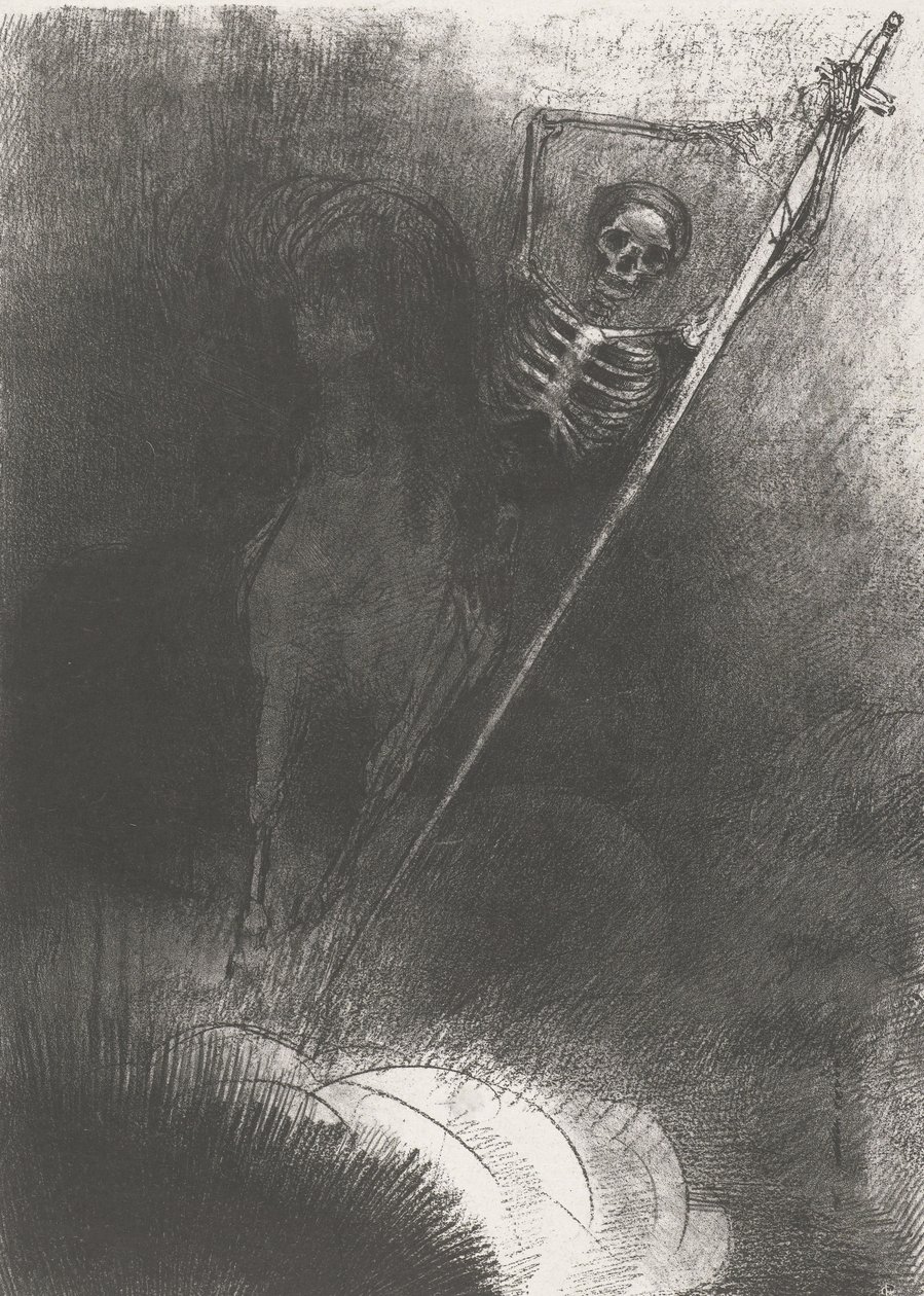 Döden på en häst, 1899 (tryck) av Odilon Redon