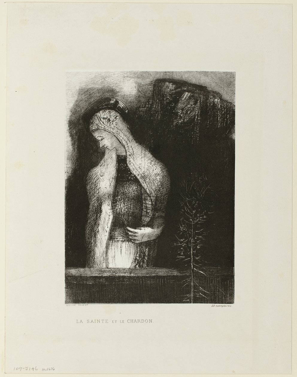 Kvinnlig helgon och tistel av Odilon Redon