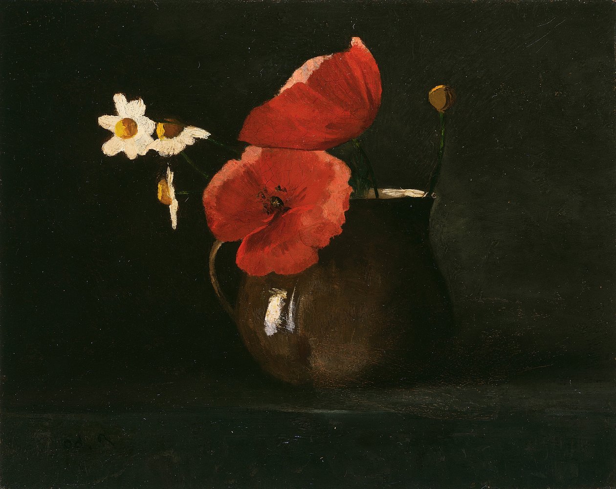 Blommor: Vallmo och tusenskönor, ca. 1867. av Odilon Redon