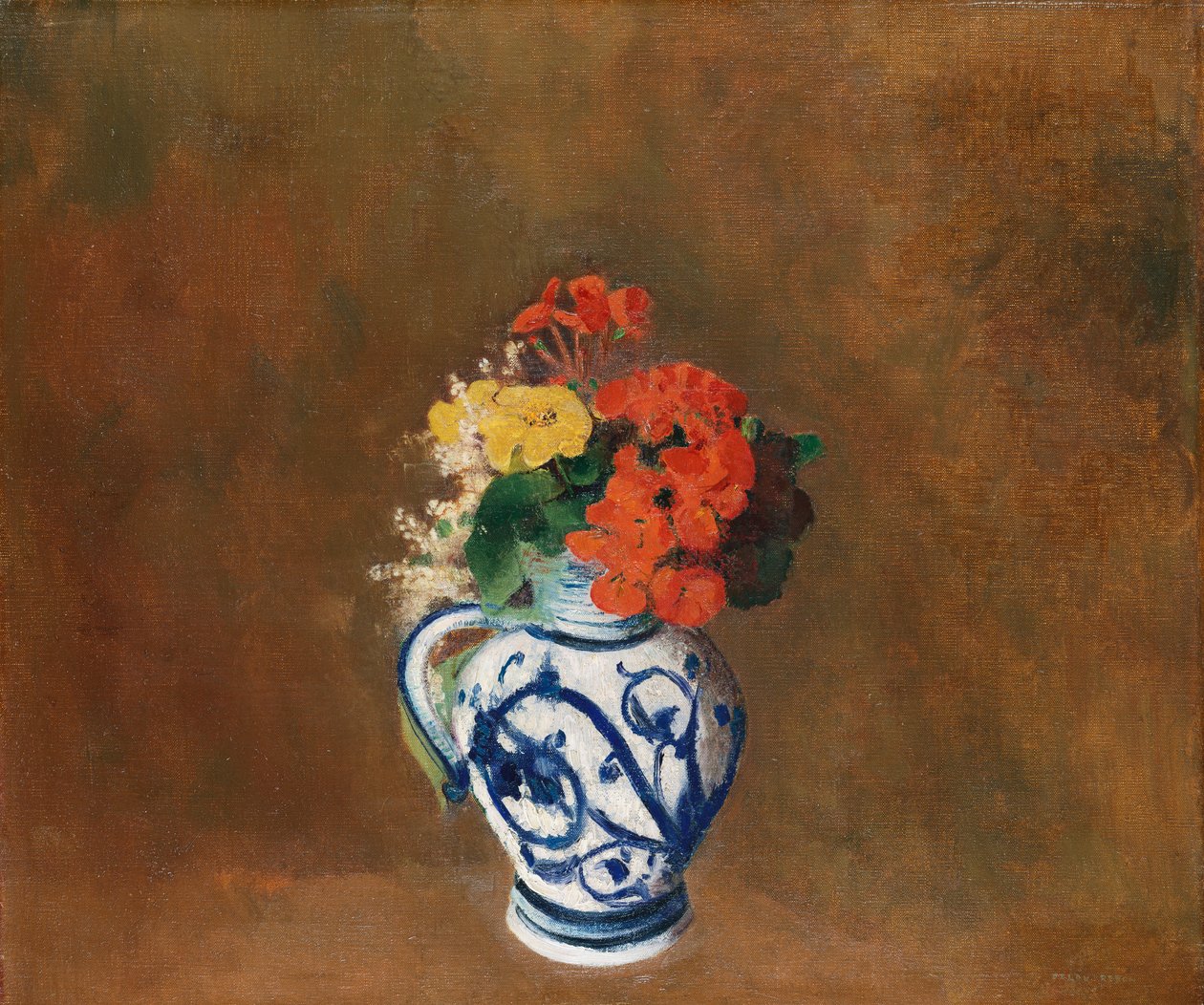 Blommor i en blå vas, ca 1900 av Odilon Redon