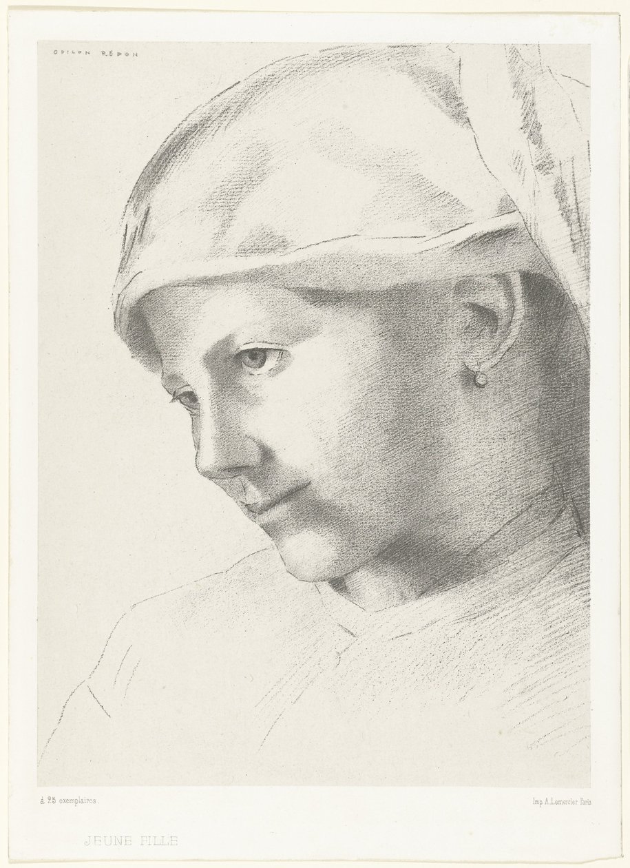 Jong tjej Ung flicka (titel på objekt) av Odilon Redon