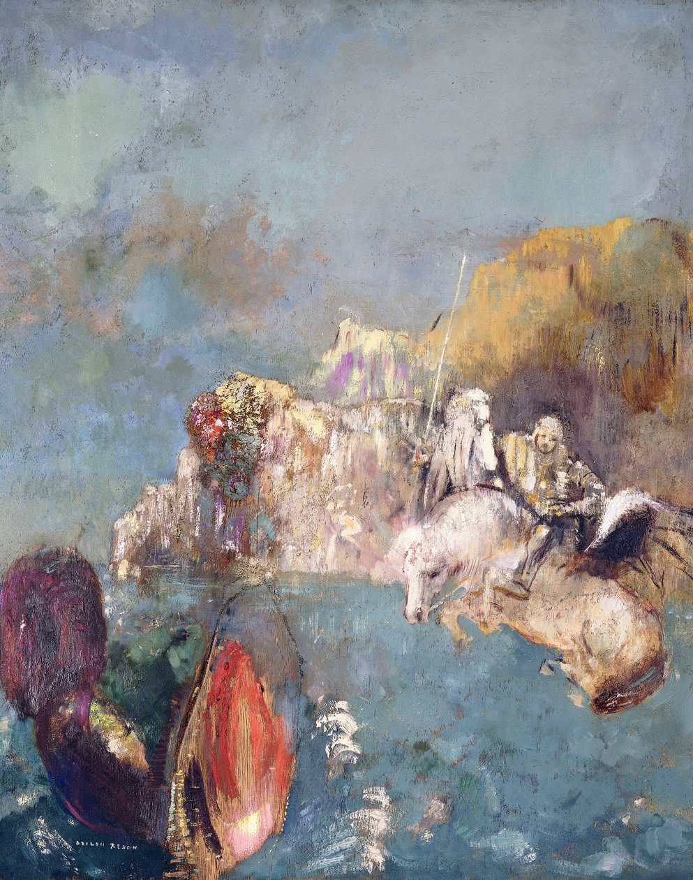 Sankt Georg och draken, 1909-1910 av Odilon Redon