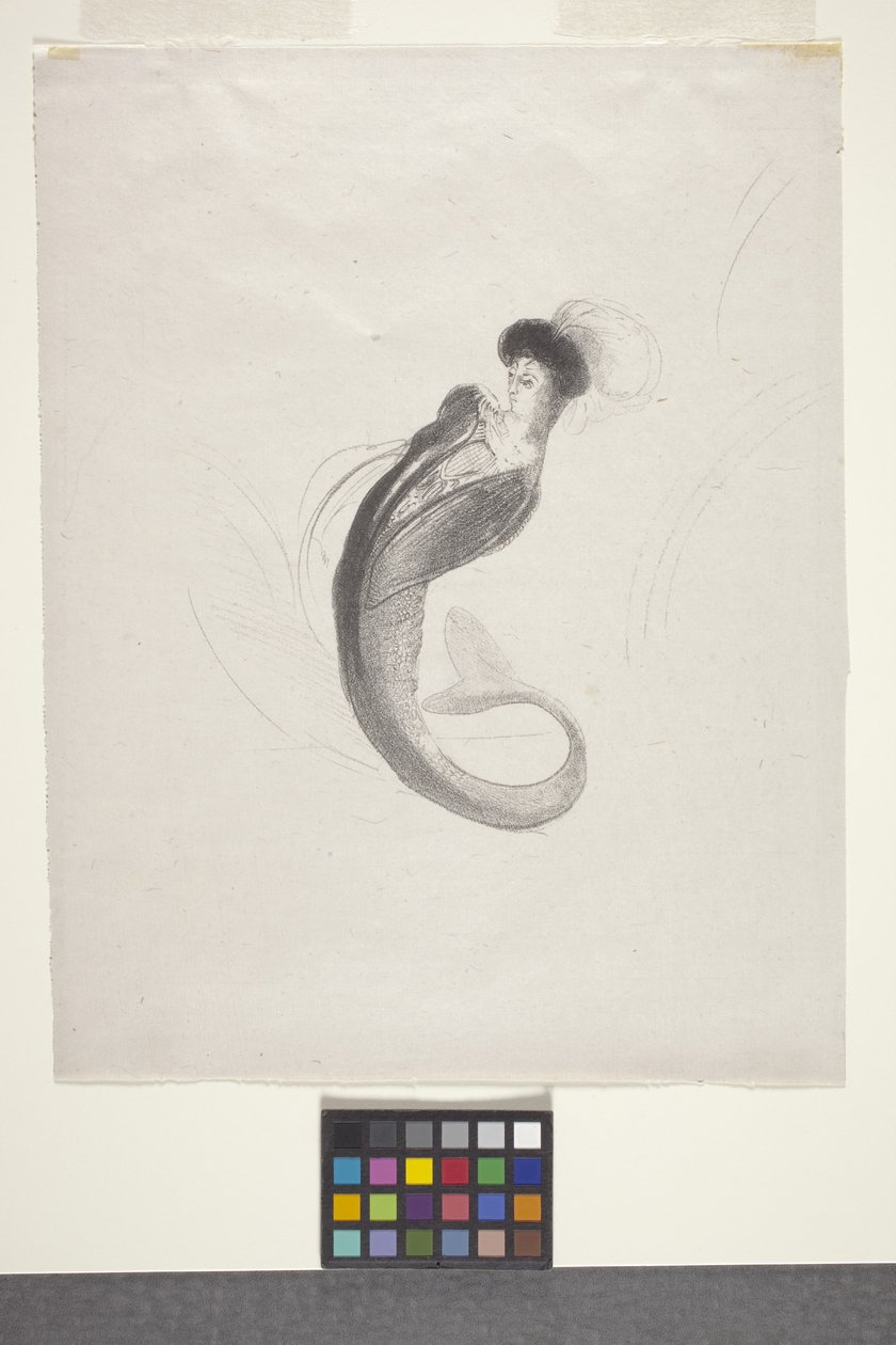 Utan titel (litografi på kinesiskt papper) av Odilon Redon