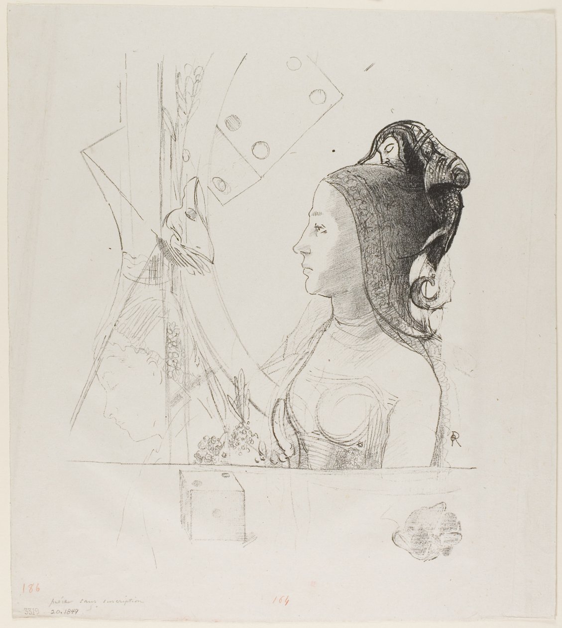 Untitled Trial Lithograph av Odilon Redon