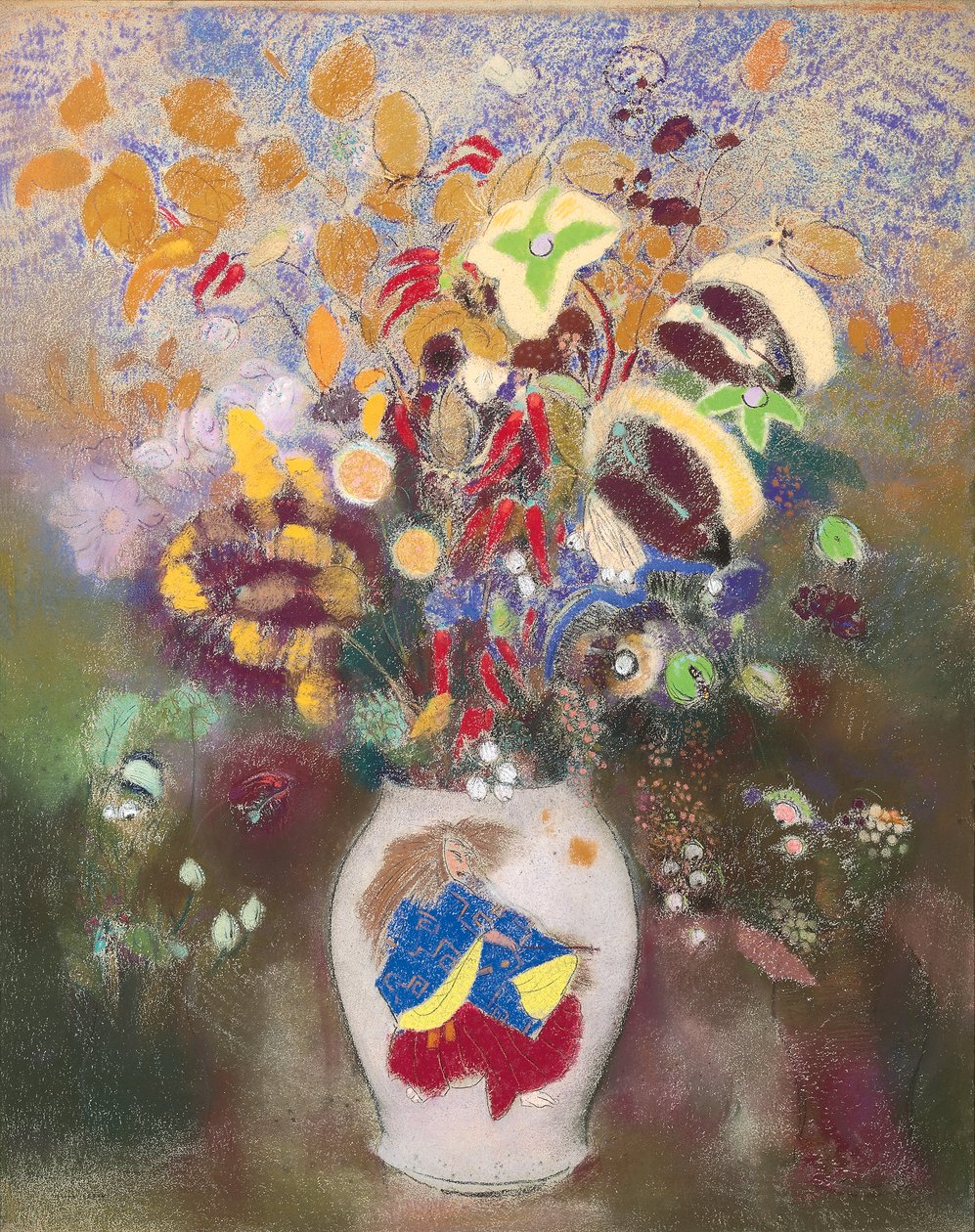 Vas med japansk krigare, 1905-1908 av Odilon Redon