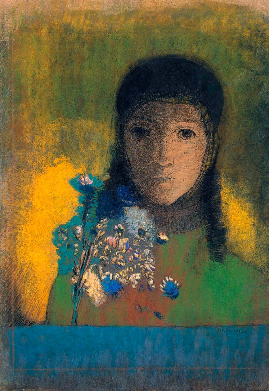 Kvinna med vilda blommor