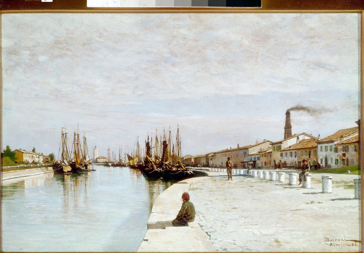 Marina i Rimini (olja på duk av Odoardo Borrani