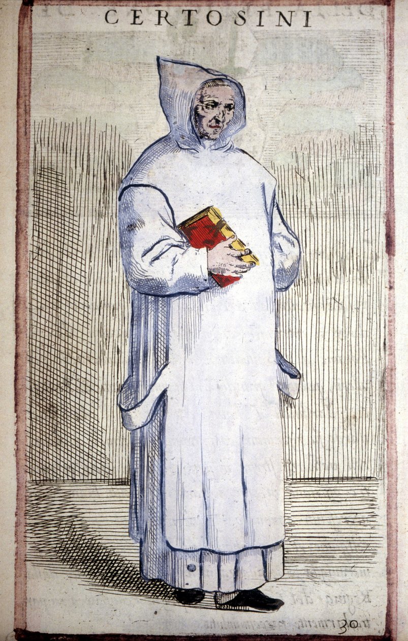 Religiös ordning: Kartusian. 1500-talsgravyr. av Odoardo Fialetti