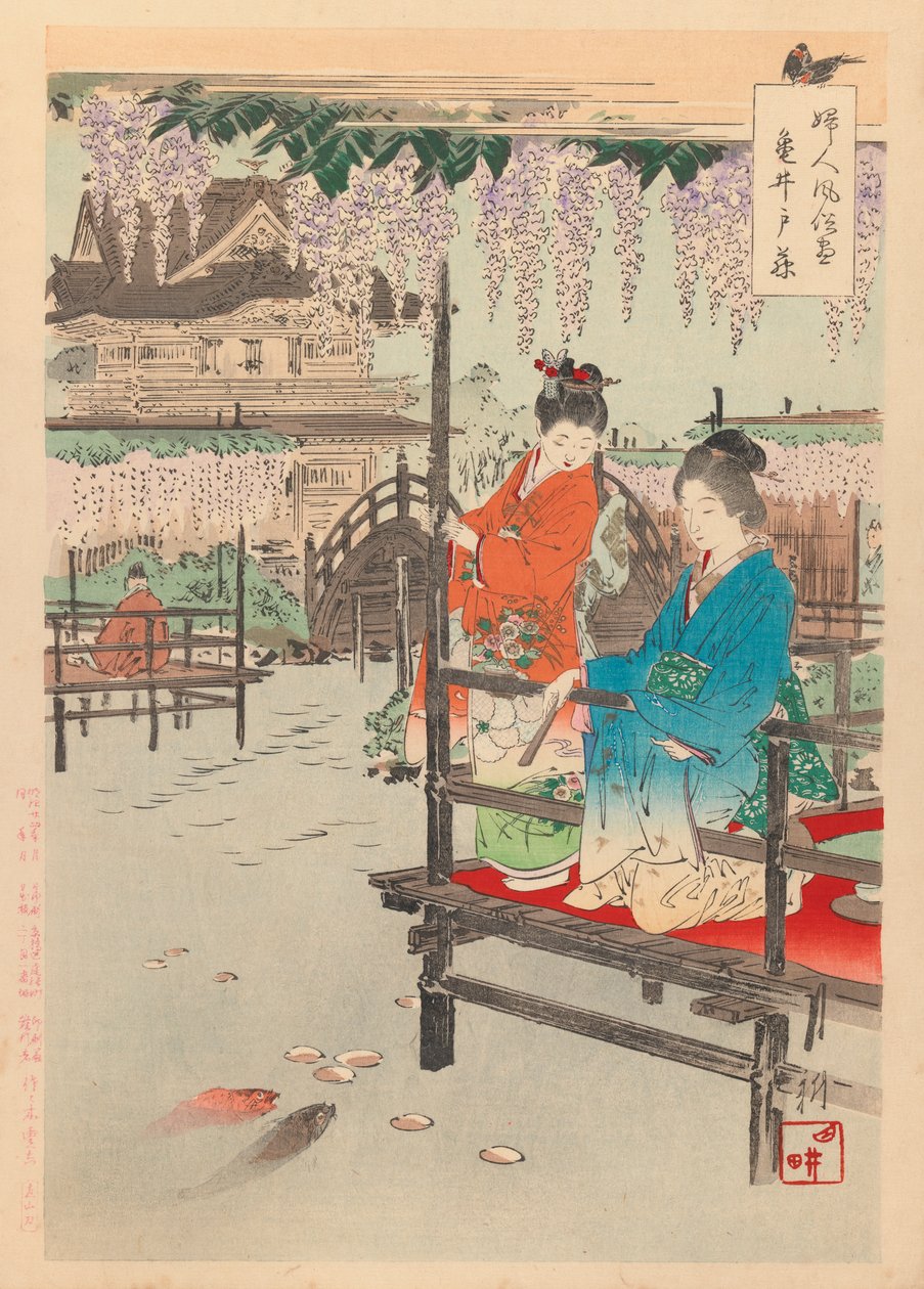 Tryck från serien Womans Customs and Manners, 1891-92 (träblockstryck) av Ogata Gekko