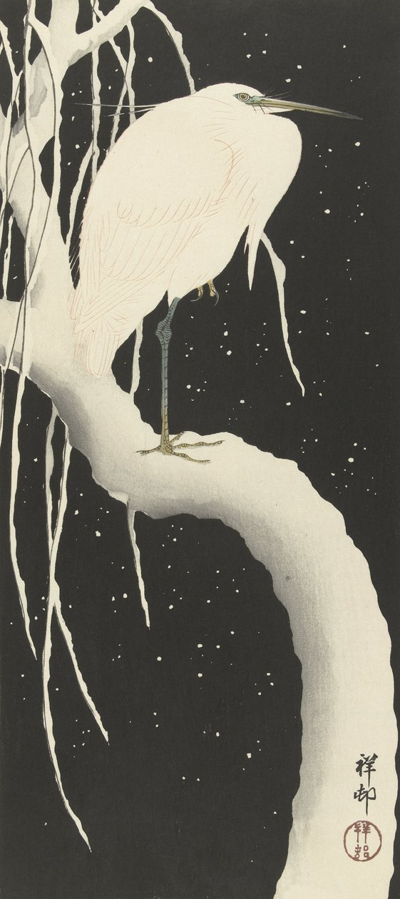 Häger i snön, 1925-1936 av Ohara Koson