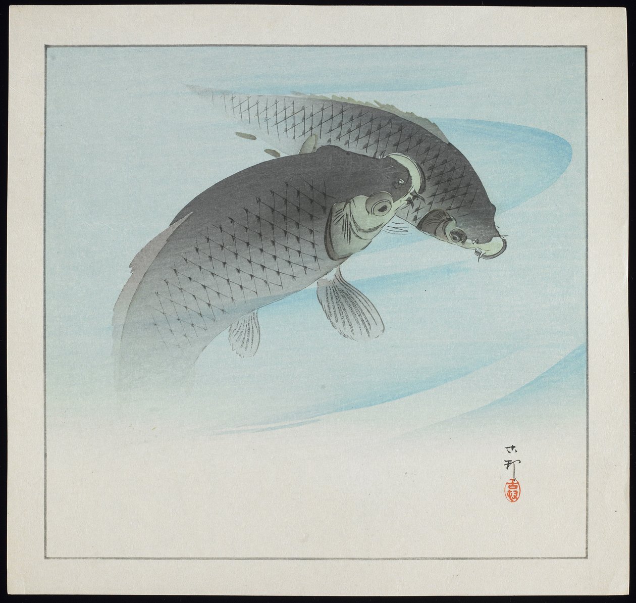 Två karpar, före 1912 av Ohara Koson