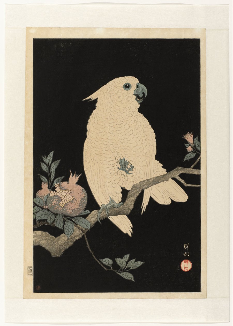 Kakadua med granatäpple av Ohara Koson