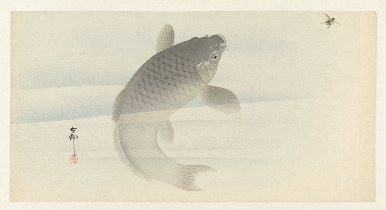 karp och fluga av Ohara Koson