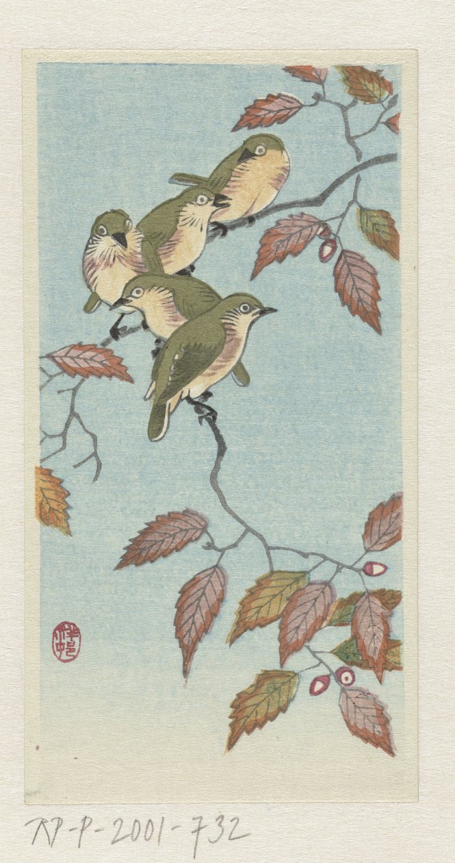 Små fåglar på en kvist av Ohara Koson