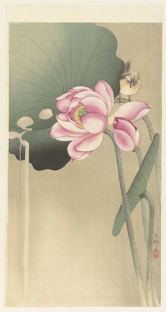 Songbird och Lotus av Ohara Koson