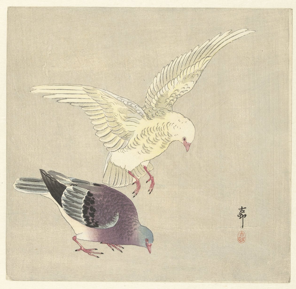 Två duvor av Ohara Koson