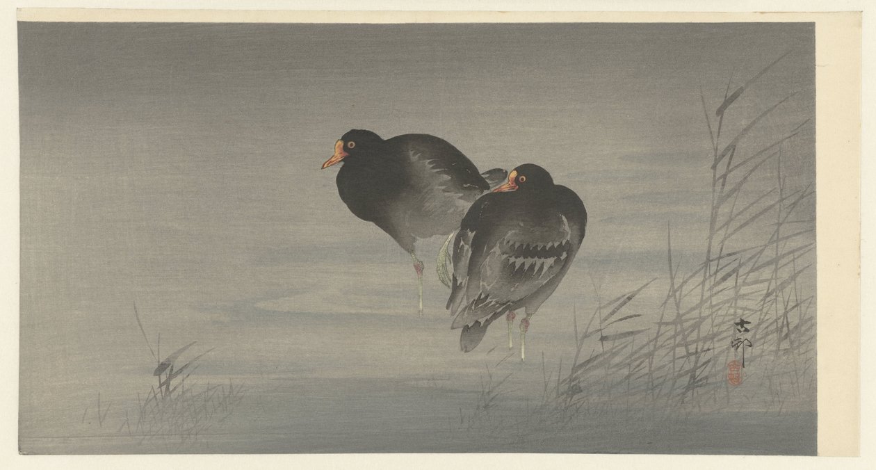 Två Morhöns av Ohara Koson