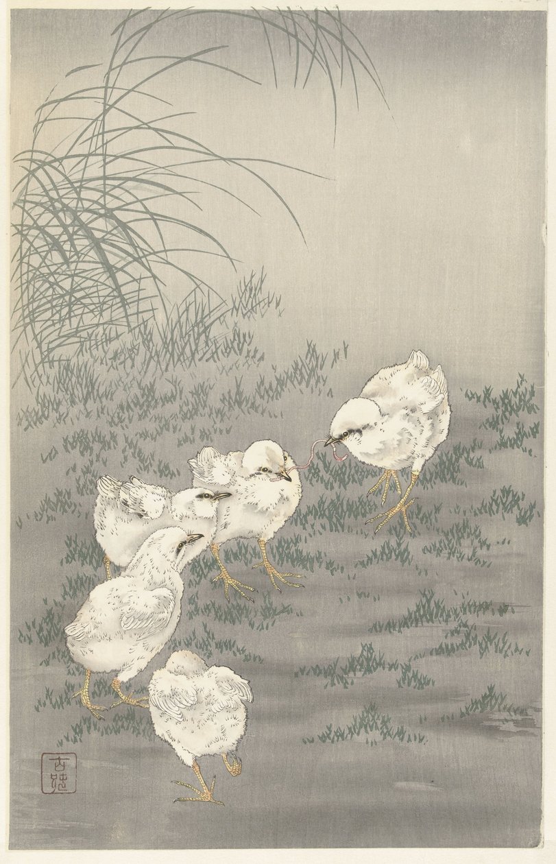 Fem kycklingar av Ohara Koson