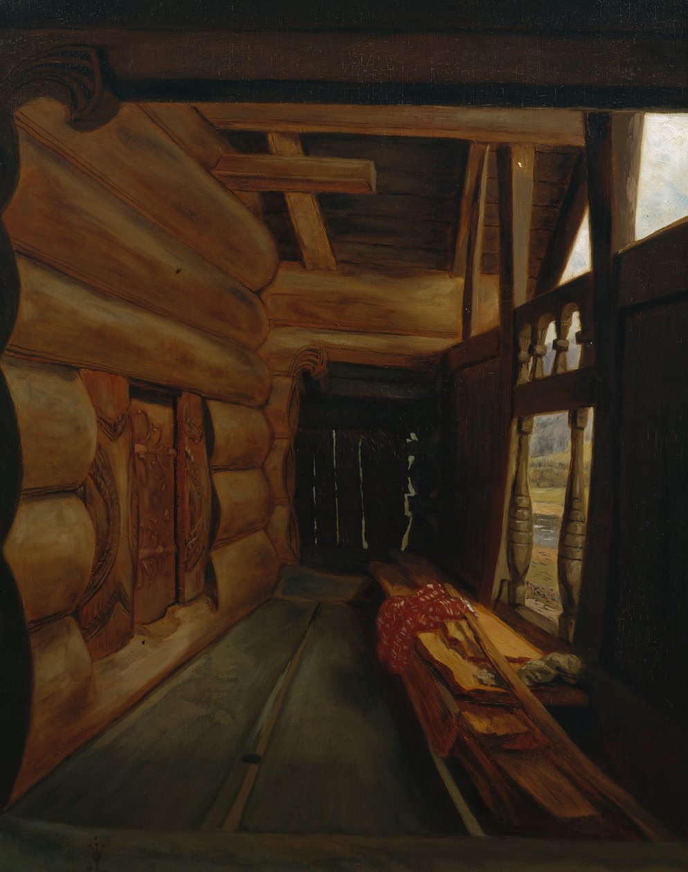 Setesdal Interiör (olja på duk) av Olaf Isaachsen