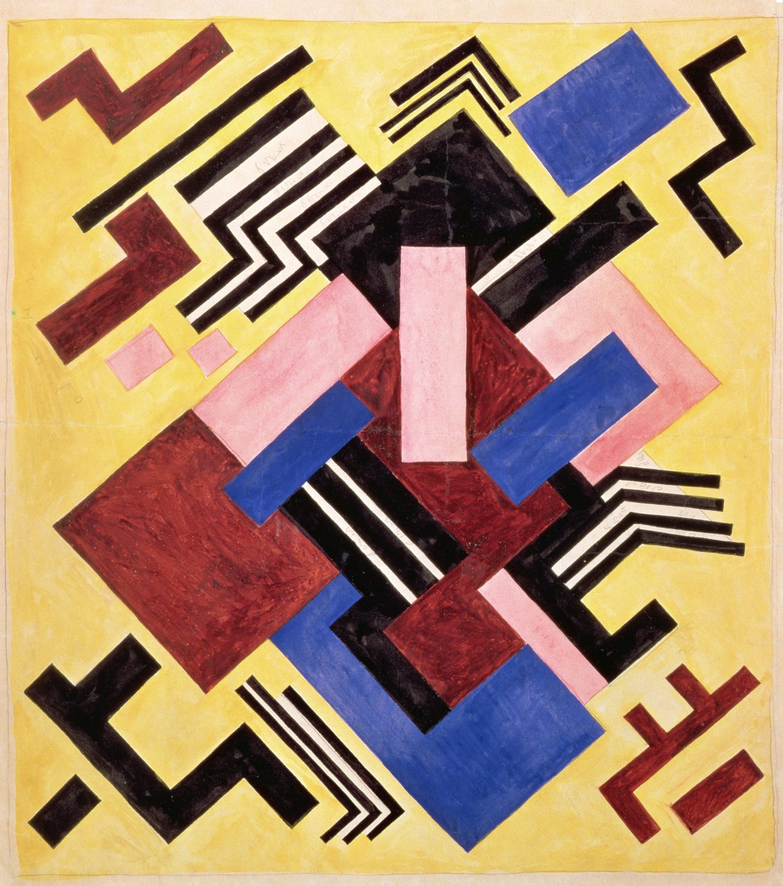 Bildkonstruktion, 1916 (gouache på papper) av Olga Rozanova
