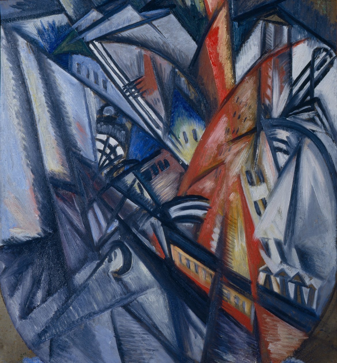 Brand i staden, 1913 av Olga Rozanova