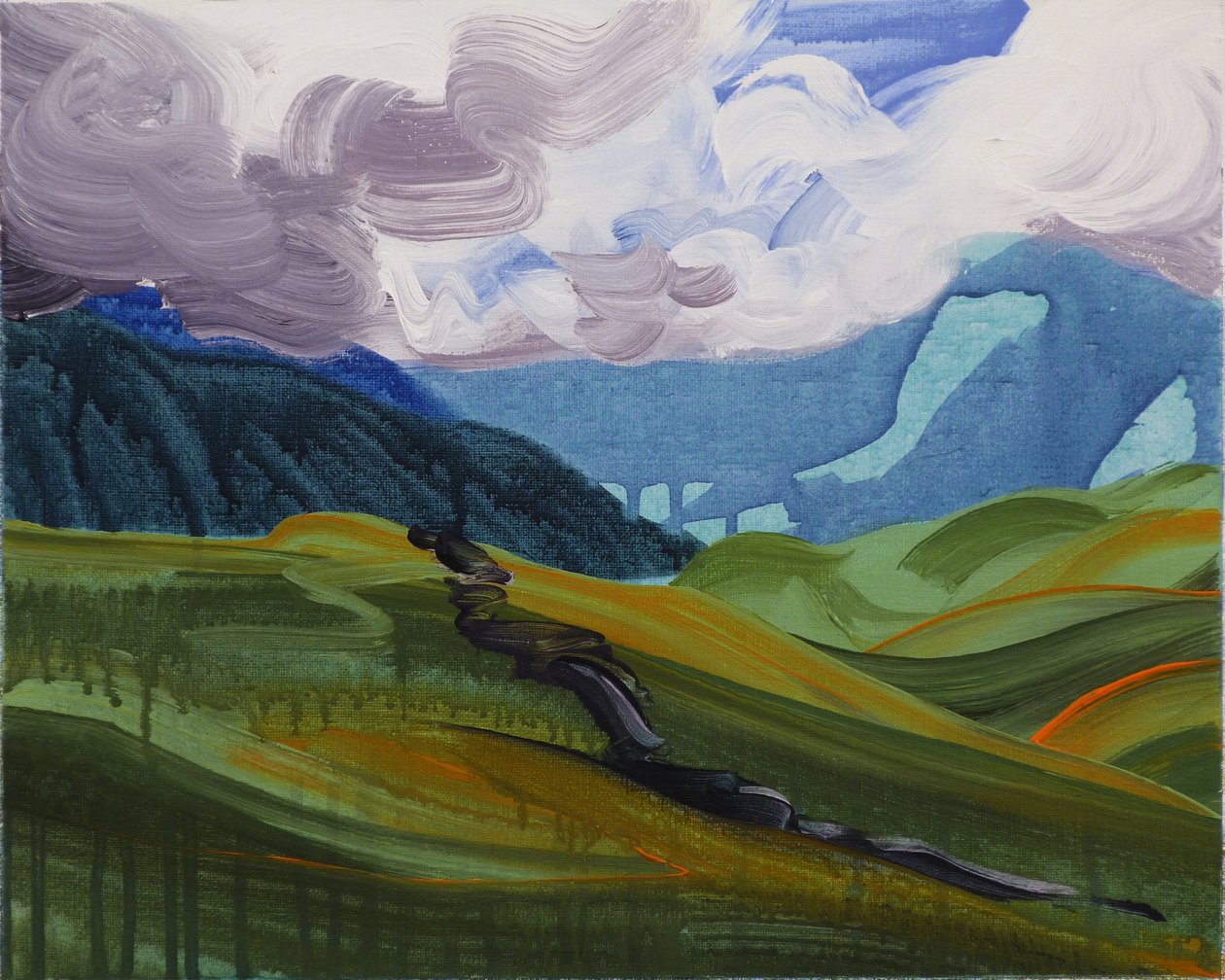 Leukerbad 26, 2014 (akryl på duk) av Olivier Morel