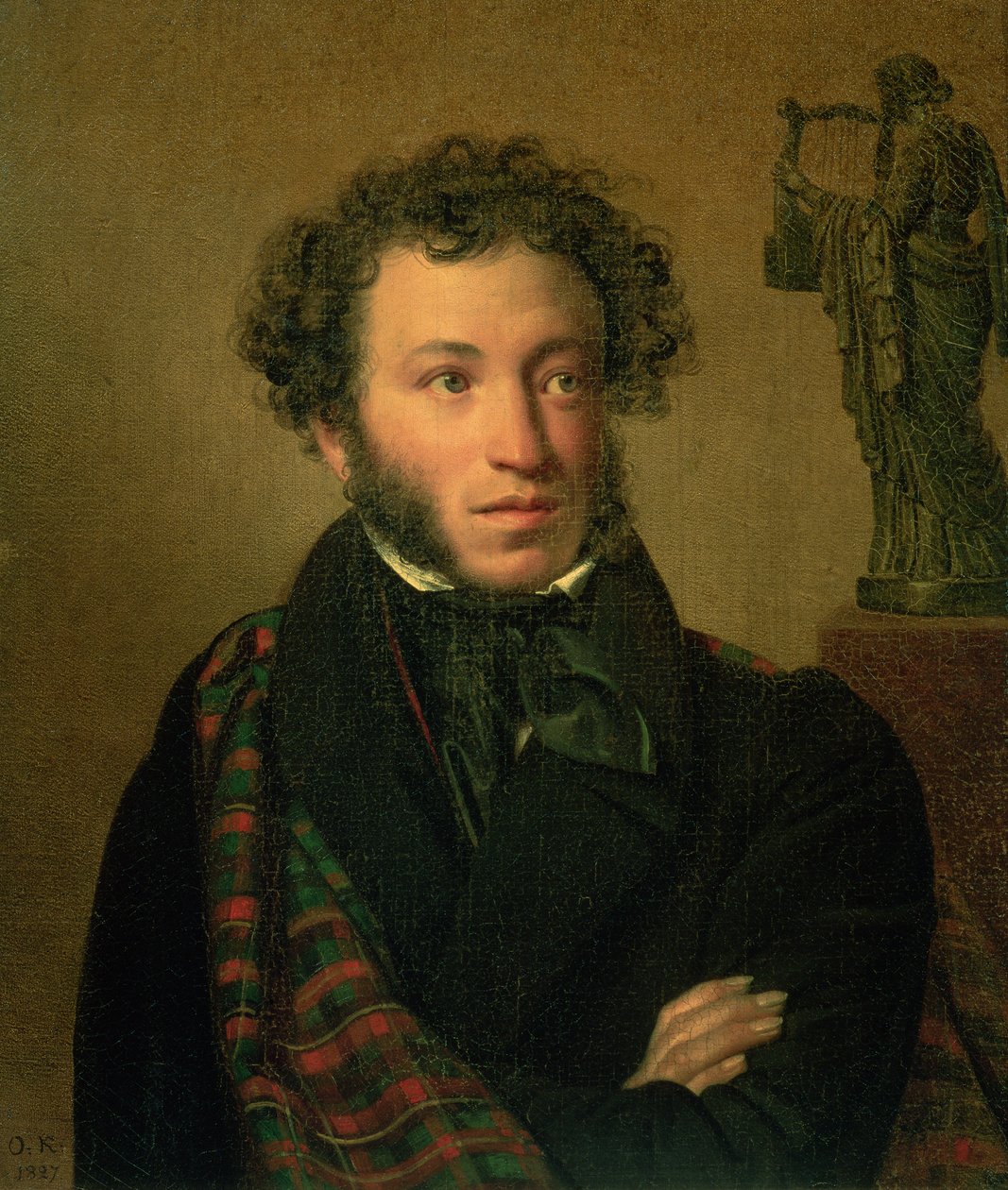 Porträtt av Alexander Pushkin, 1827 av Orest Adamovich Kiprensky